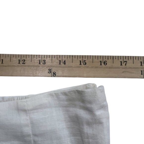 W for Woman Slim Fit White Cotton & Flax Pants With Lace Bead Hem Size 12 - Picture 8 of 10